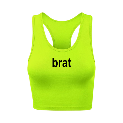 brat Lime Neon Green Racerback Crop Tank