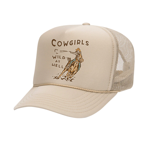 Cowgirls Wild as Hell Tan Trucker Hat