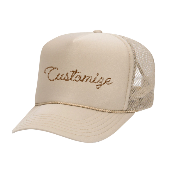 Custom Text Rope Script Font Trucker Hat