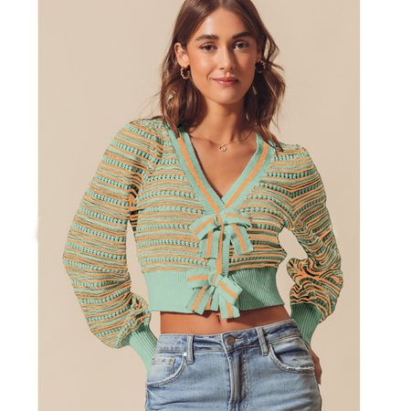 Crop Ruffle Trim Cardigan