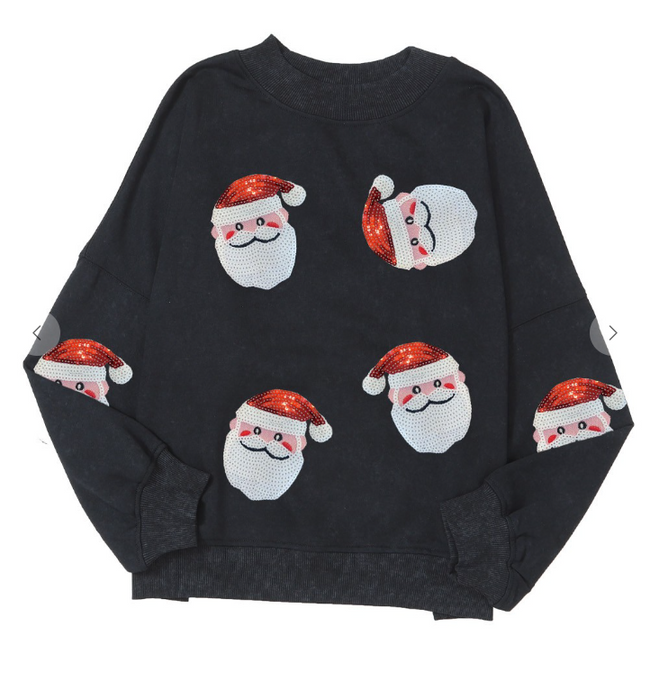 Santa Sequin Oversized Sweatshirt