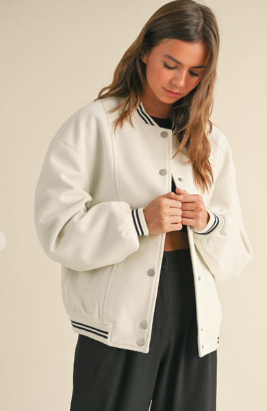 Oversized White Varsity Jacket