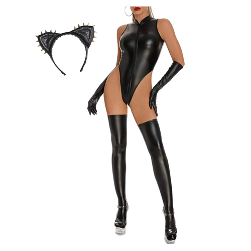 Sexy Womens Leather Cat Costume