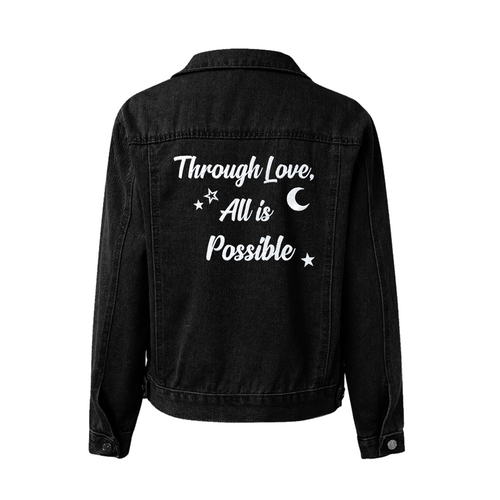 Through Love, All is Possible Black Denim Jacket