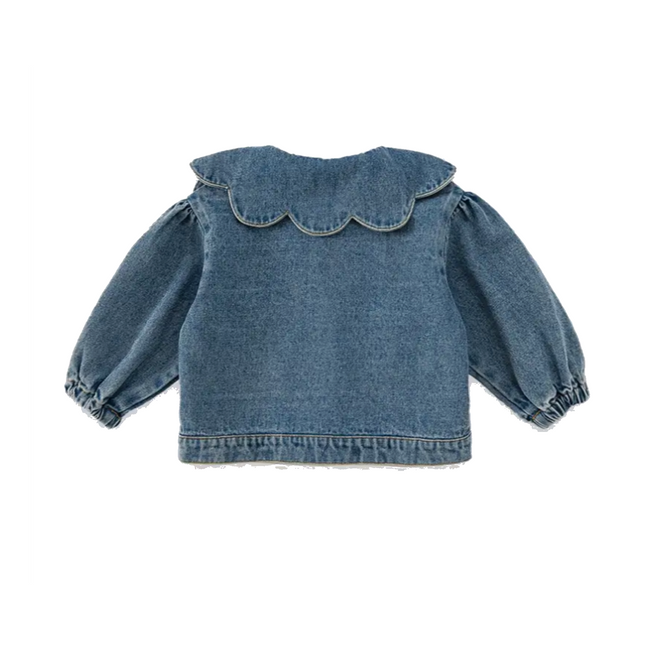 Personalized Girls Scallop Collar Denim Jacket